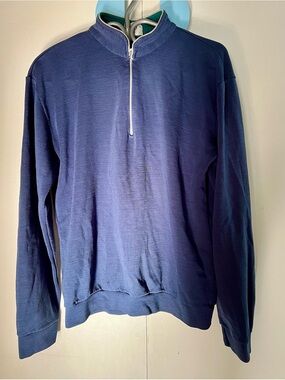 Vintage LIFA Wool Blend Men's Navy Half-Zip Pullover Sweater